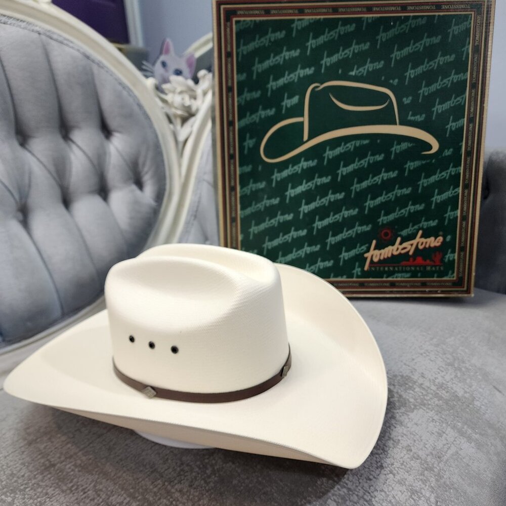 Cowboy Hat Tombstone Maverick Western Ivory White Royalty Plus Wear w Box Size 7